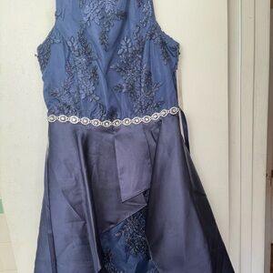 Elegant Navy Blue Lace Dress